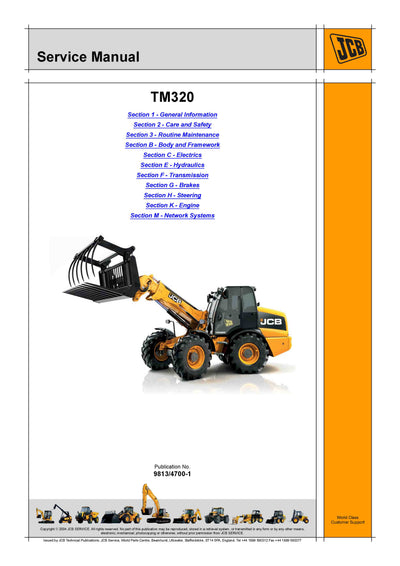JCB TM320 Telescopic Wheeled Loader Service Repair Manual (SN: 2420601 to 2420800)
