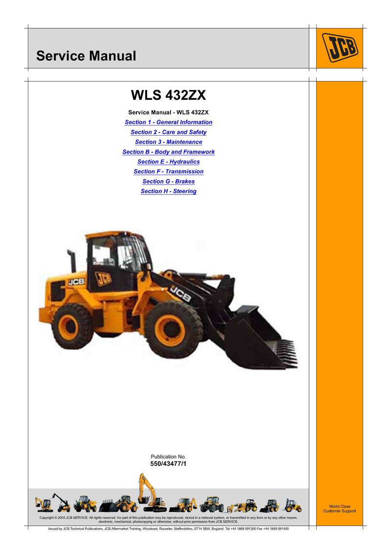 JCB WLS 432ZX Wheel Loader Service Repair Manual - PDF Download