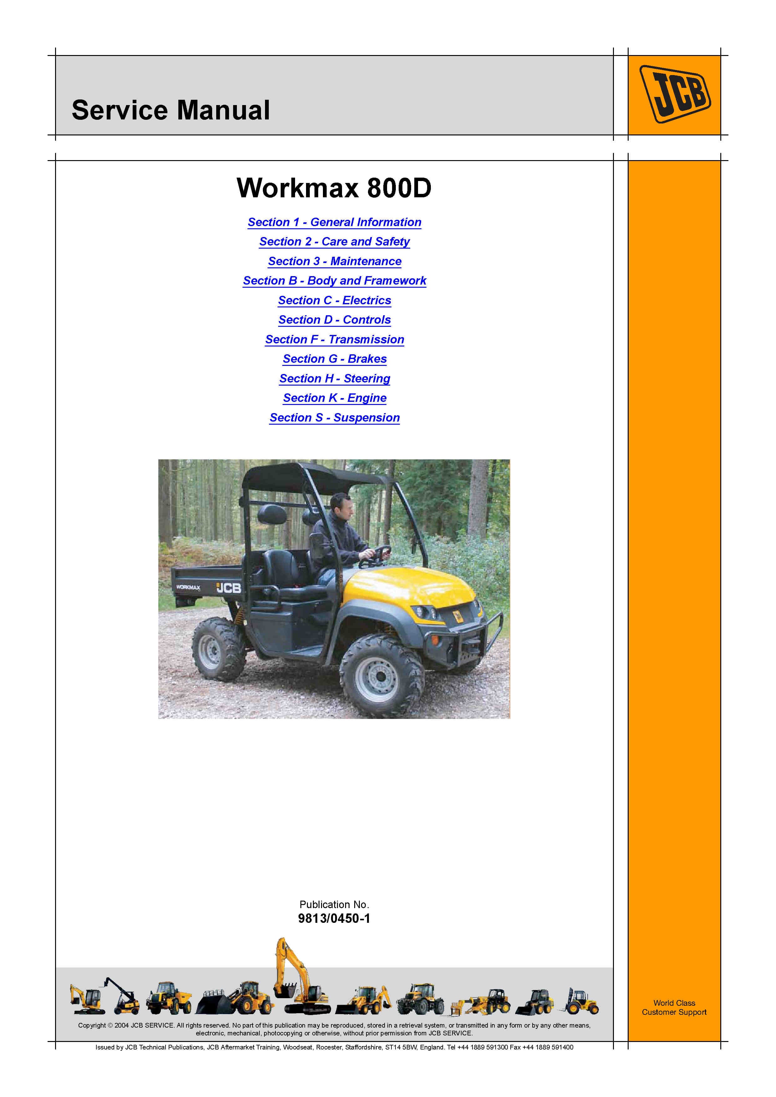 JCB Workmax 800D UTV Service Repair Manual - PD... – Heavy Equipment Manual