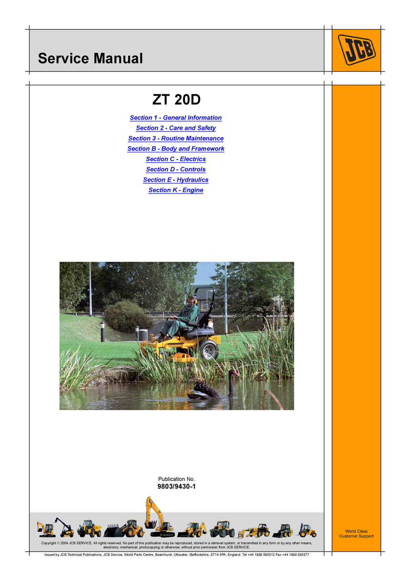 JCB ZT20D GRASSCUTTER Service Repair Manual - PDF Download