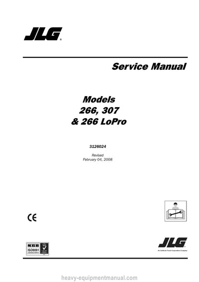 JLG 266, 307 & 266 LoPro Telehandler Service Manual - PDF Download