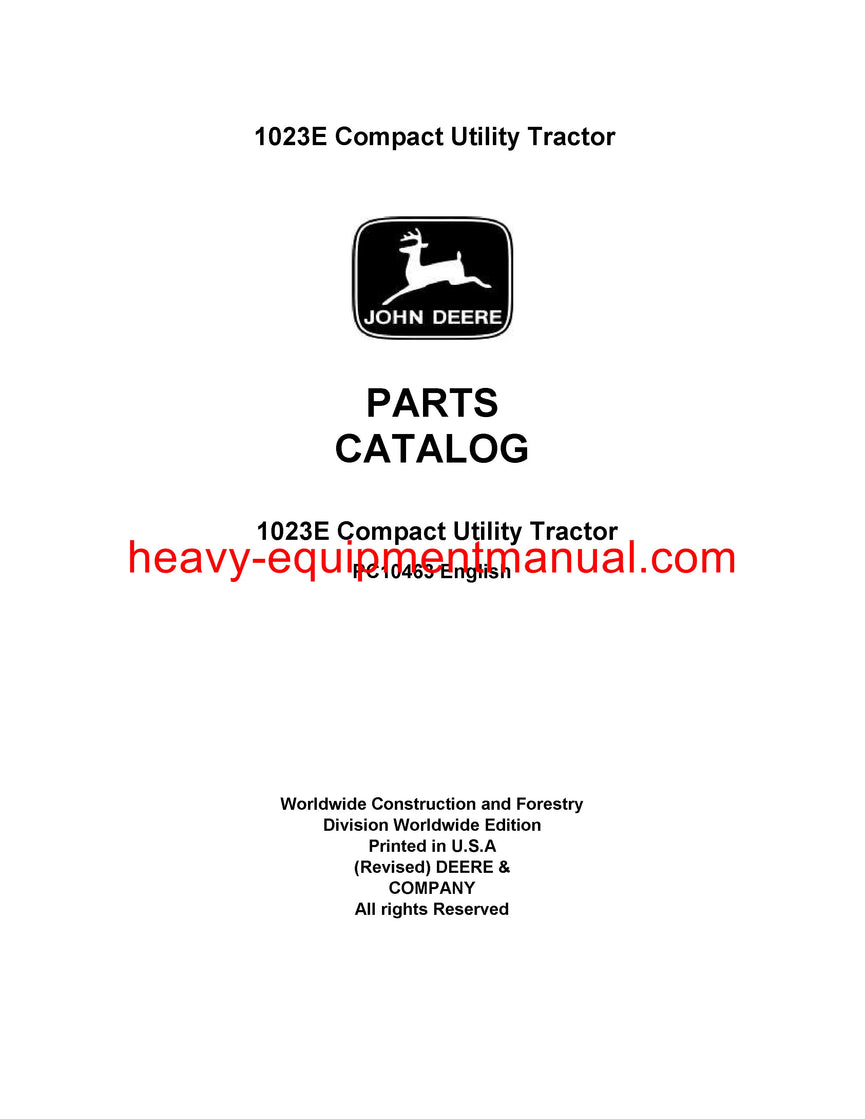 John Deere 1023E Compact Utility Tractor Parts Manual PC10463