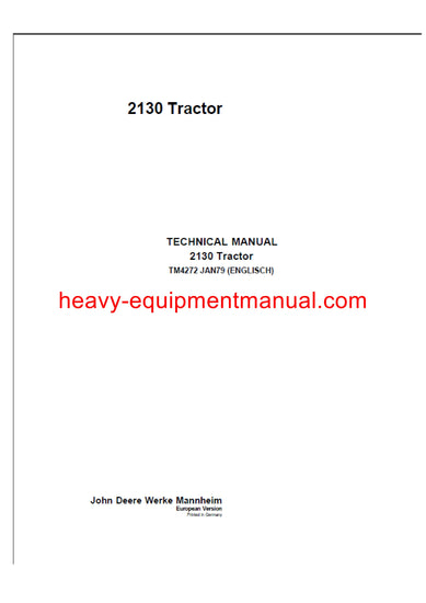 Download John Deere 2130 Tractor Service Repair Manual TM4272 Download John Deere 2130 Tractor Service Repair Manual TM4272