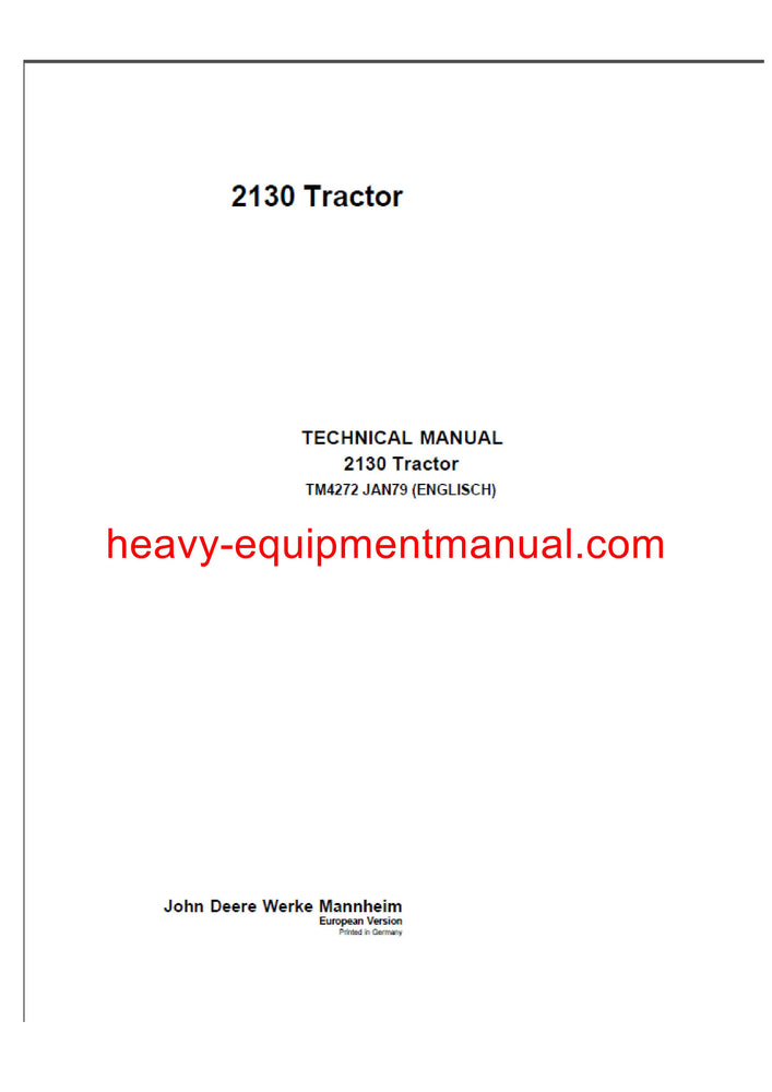 Download John Deere 2130 Tractor Service Repair Manual TM4272