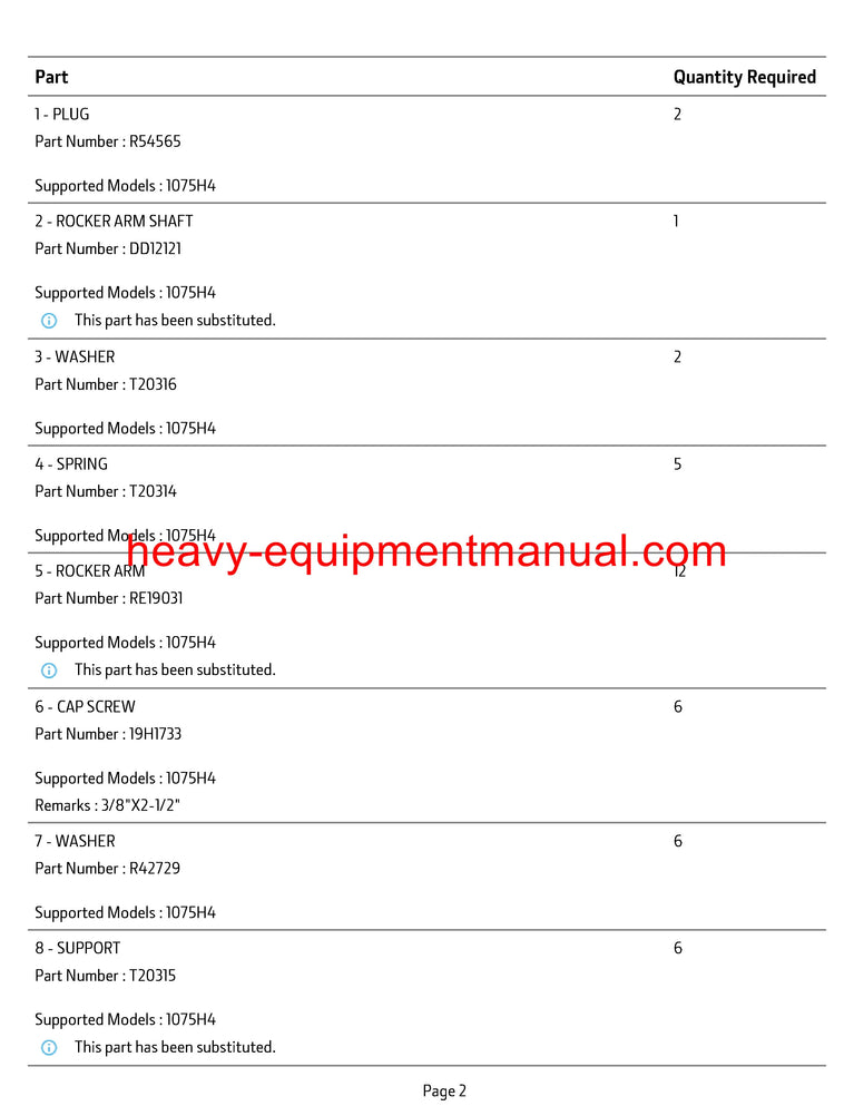 Download John Deere 1072 1075 1075 HY4 Combine Parts Manual PC4202