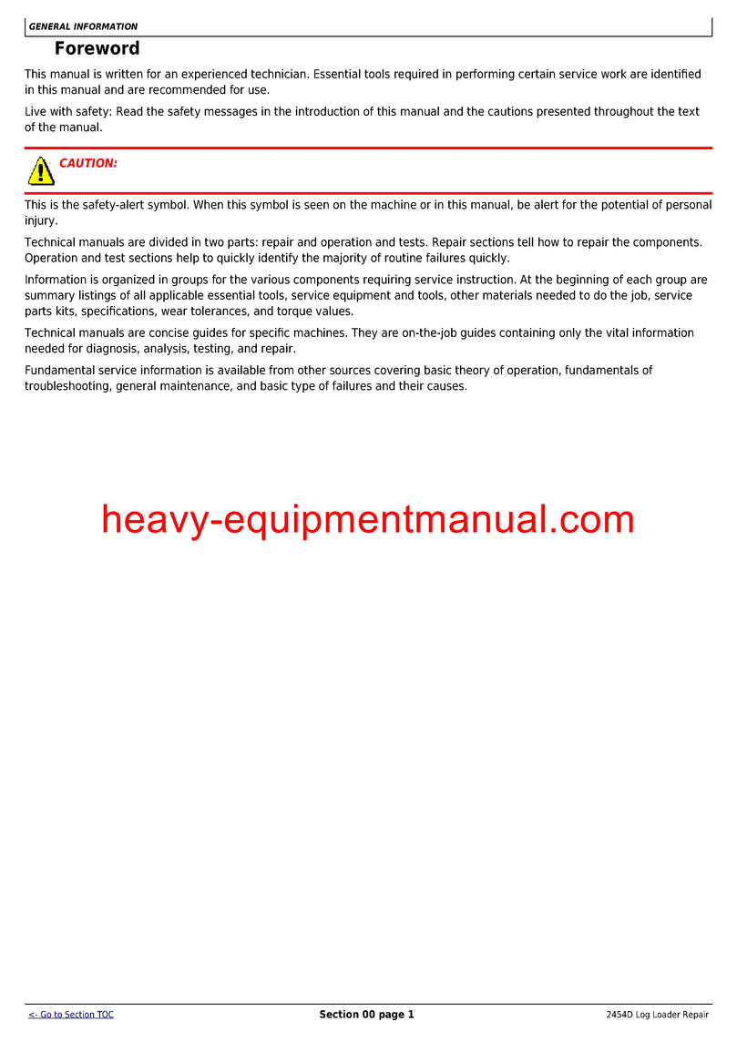 John Deere 2454D Log Loader Technical Service Repair Manual TM10419