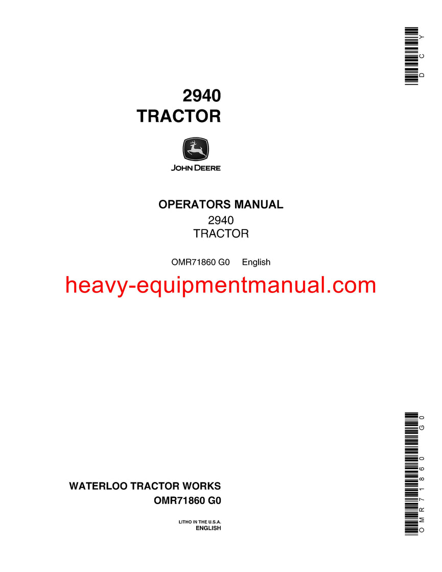 John Deere 2940 Tractor Operator's Manual OMR71860