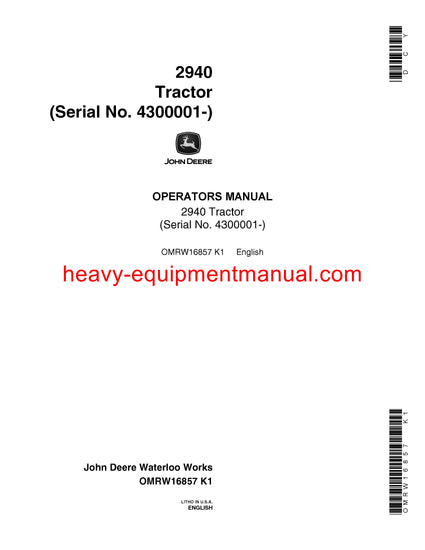 Download John Deere 2940 Tractor Operator Manual OMRW16857 Download John Deere 2940 Tractor Operator Manual OMRW16857