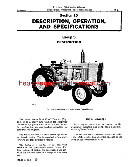 John Deere 3010 Wheel Tractor Download Technical Service Repair Manual PDF SM2041