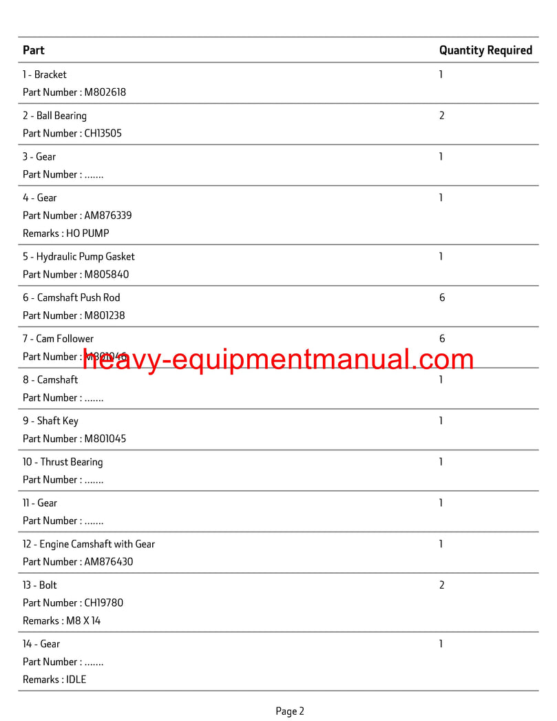  John Deere 3203 Compact Utility Tractor Parts PDF Manual Download - PC9583