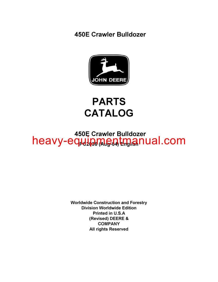 John Deere 450E Crawler Bulldozer Parts Manual - PC2036