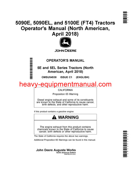 Download John Deere 5085E, 5090E, 5090EL, 5100E (FT4) Tractor Operator's Manual OMSU54538 Download John Deere 5085E, 5090E, 5090EL, 5100E (FT4) Tractor Operator's Manual OMSU54538