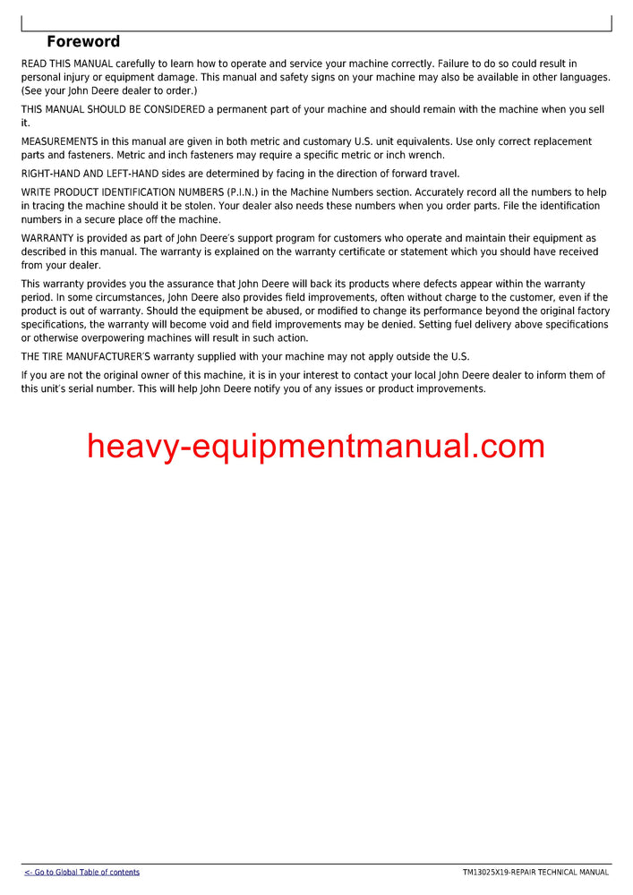 John Deere 670G 670GP 672G 672GP Motor Grader Service Repair Technical Manual TM13025X19