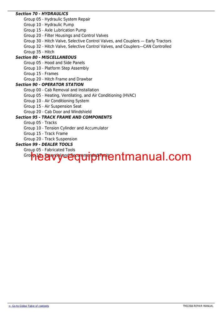 John Deere 9430T 9530T 9630T Track Tractor Service Repair Manual TM2268