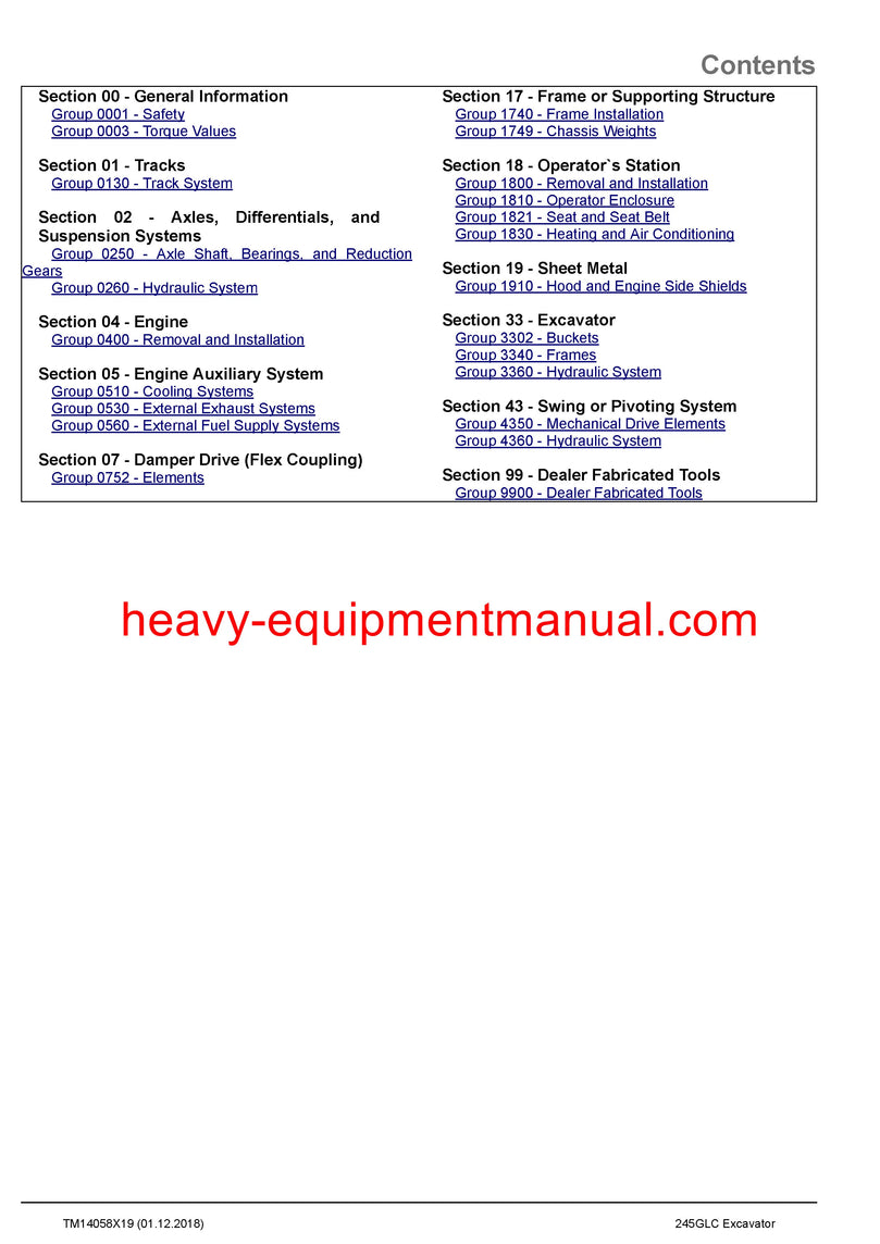 Download John Deere 245GLC Excavator Service Repair Technical Manual TM14058X19 Download John Deere 245GLC Excavator Service Repair Technical Manual TM14058X19