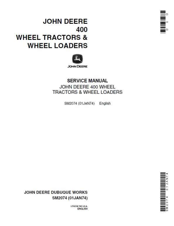 John Deere JD400 Tractor Service Repair Manual SM2074