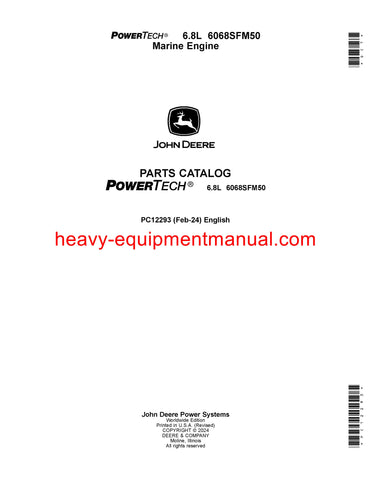 John Deere PowerTech 6.8L 6068SFM50 Marine Engine Parts Manual PC12293