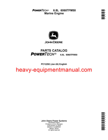 John Deere PowerTech 6.8L 6068TFM50 Marine Engine Parts Manual PC12292