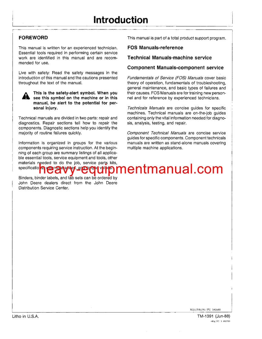 John Deere RX63, RX73, RX75, RX96, SX75, SX96 Riding Mower Service Repair Technical Manual TM1391