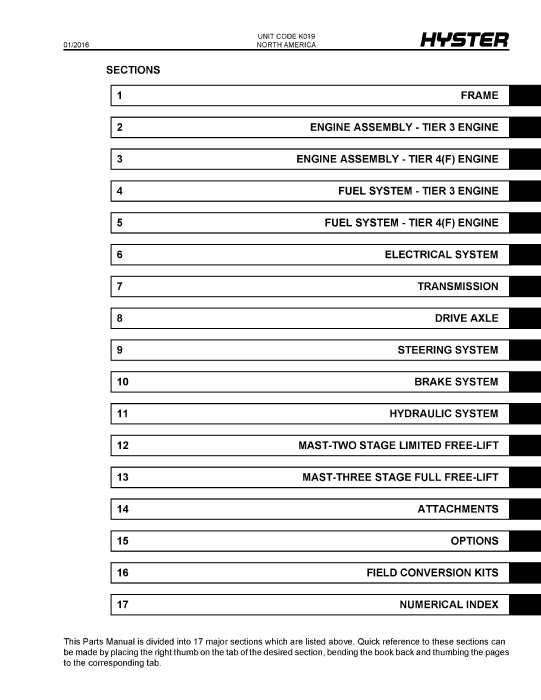 Hyster H13XM-6, H14XM-6, H16XM-6, H10XM-12, H6XM-12EC, H7XM-12EC (K019) Europe Forklift Parts Manual PDF Download