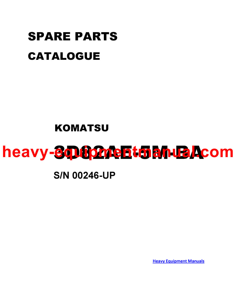 DOWNLOAD KOMATSU 3D82AE-5M-BA (JPN) ENGINE PARTS MANUAL SN 00246-UP