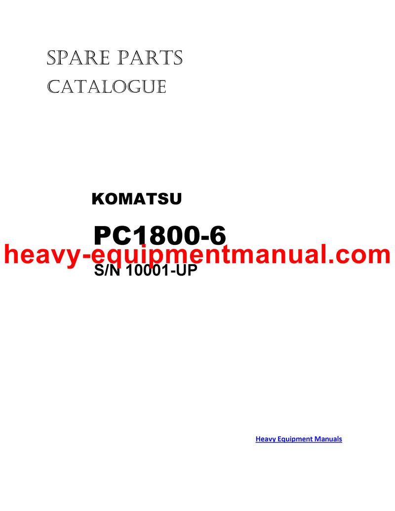 DOWNLOAD KOMATSU PC1800-6 (JPN) HYDRAULIC EXCAVATOR PARTS MANUAL SN 10001-UP