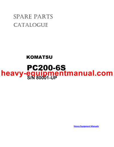 DOWNLOAD KOMATSU PC200-6S (JPN) CRAWLER EXCAVATOR PARTS MANUAL SN 80001-UP