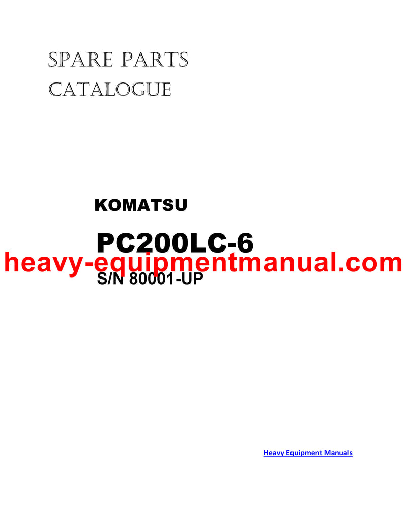 Download Komatsu PC200LC-6(JPN) CRAWLER EXCAVATOR PARTS MANUAL SN 80001-UP