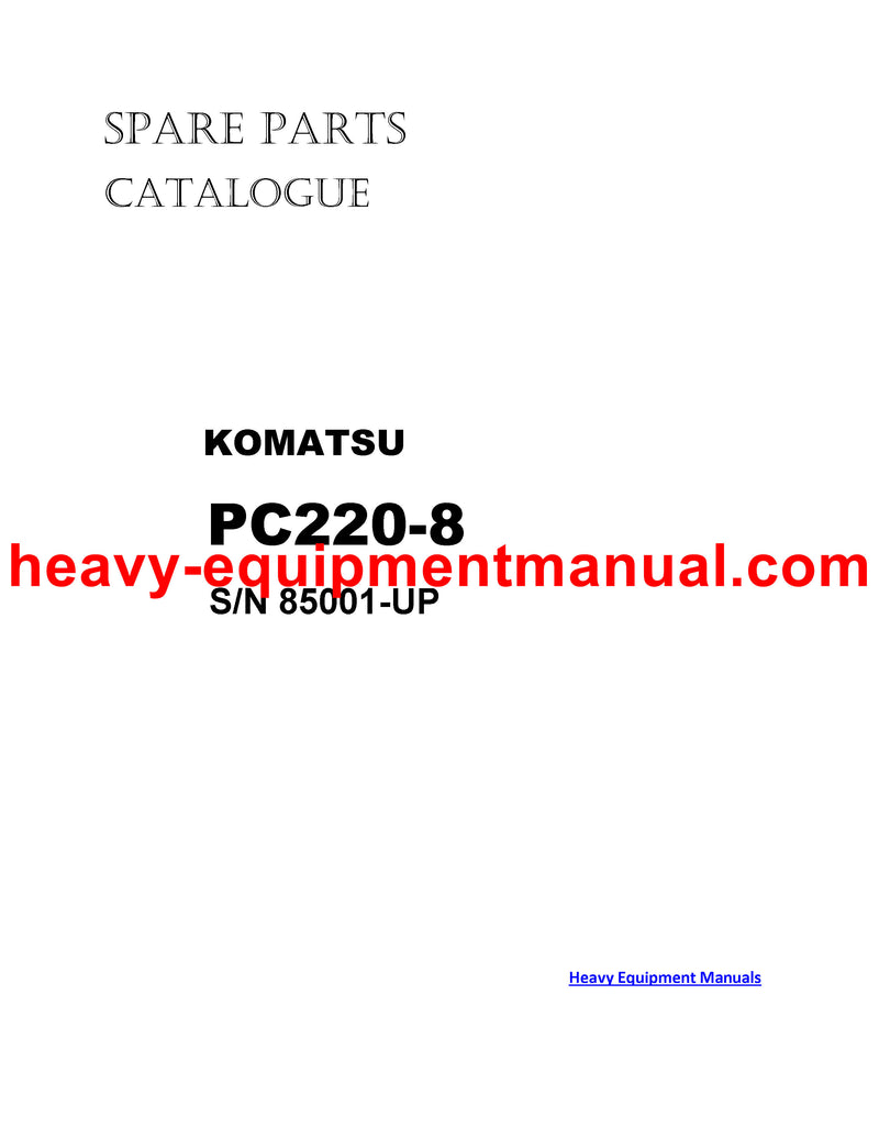 DOWNLOAD KOMATSU PC220-8 (JPN) HYDRAULIC EXCVATOR PARTS MANUAL SN 85001-UP