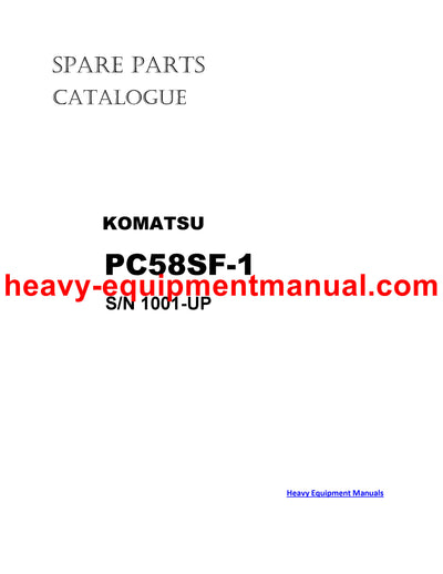 DOWNLOAD KOMATSU PC58SF-1 (US) CRAWLER EXCAVATOR PARTS MANUAL SN 1001-UP