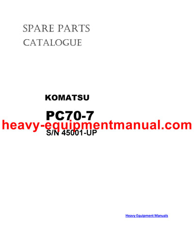 DOWNLOAD KOMATSU PC70-7 (JPN) CRAWLER EXCAVATOR PARTS MANUAL SN 45001-UP