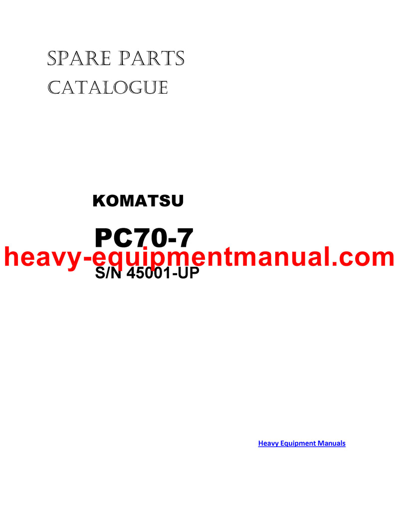 DOWNLOAD KOMATSU PC70-7 (JPN) CRAWLER EXCAVATOR PARTS MANUAL SN 45001-UP