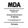 Kubota Compact Excavator KX015-4 to KX080-4a Mechanics Daily Service Aid RY920-2141-9