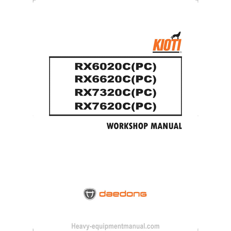 Kioti RX6020C(PC) RX6620C(PC) RX7320C(PC) RX7620C(PC) Tractor Service Repair Manual