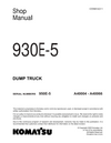 Komatsu 930E-5 Dump Truck Shop Service Manual A40004-A40066 and up