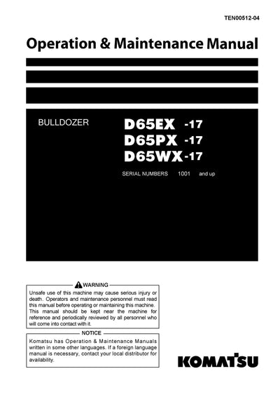 Komatsu D65PX-17 Bulldozer Operation & Maintenance Manual PDF