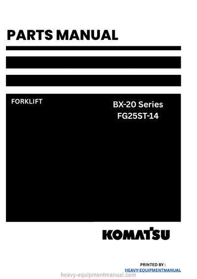 Komatsu FG25ST-14 BX-20 Series Parts Manual PDF Download