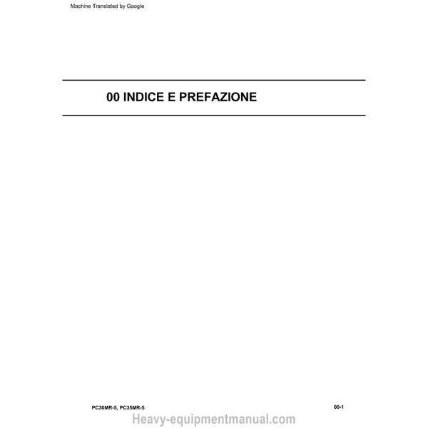 Komatsu PC30MR-5 PC35MR-5 Hydraulic Excavator Service Shop Manual PDF (Italian)