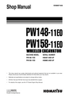 Komatsu PW148-11E0, PW158-11E0 Wheeled Excavator Shop Service Manual H56407, H58885 and up