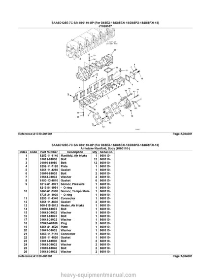 DOWNLOAD KOMATSU D85EX-18 (JPN) Bulldozer Parts Manual SN 22001-UP