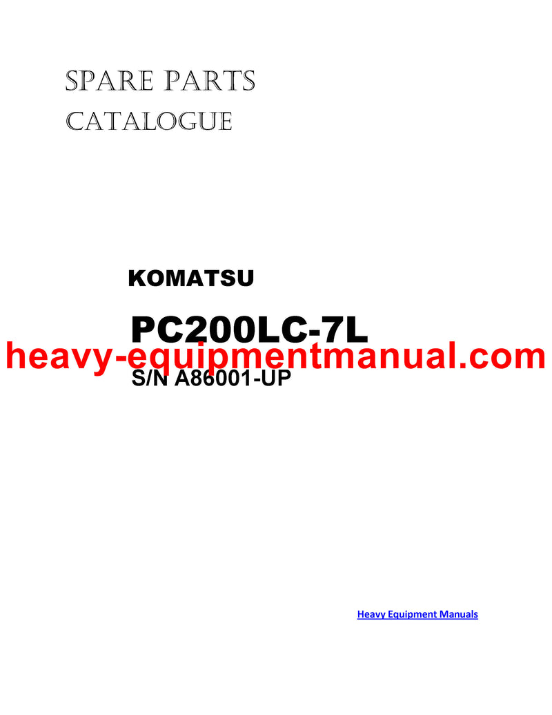 DOWNLOAD KOMATSU PC200LC-7L (US) CRAWLER EXCAVATOR PARTS MANUAL SN A86001-UP