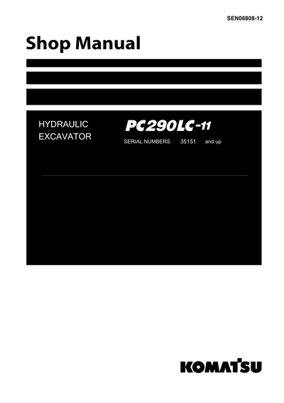 Komatsu PC290LC-11 Hydraulic Excavator Service Repair Manual Download