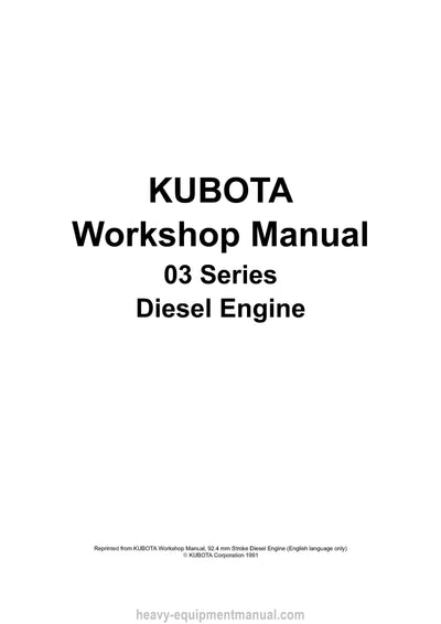 Kubota 03 Series Diesel Engine Workshop Service Manual PDF