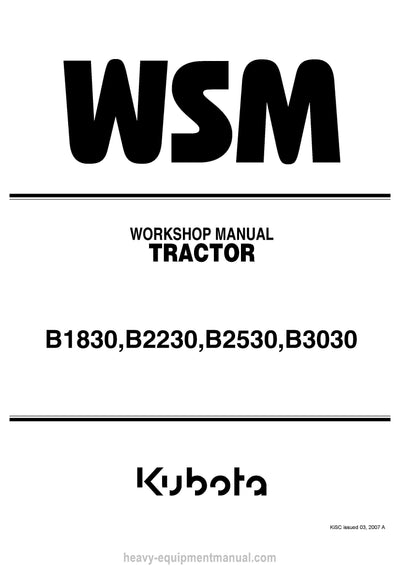 Kubota B1830 B2230 B2350 B3030 Tractor Workshop Service Manual (9Y111-00031) PDF Download
