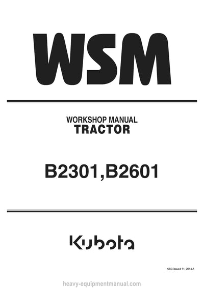 Kubota B2301 B2601 Tractor Workshop Service Manual (9Y111-11560) PDF Download