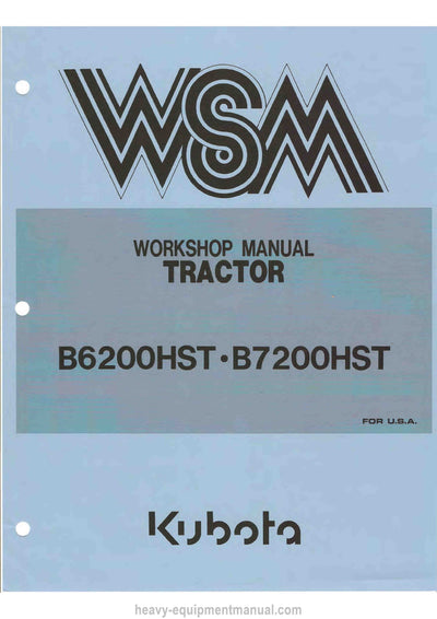 Kubota B6200HST B7200HST Tractor Workshop Service Manual (97897-10713) PDF Download