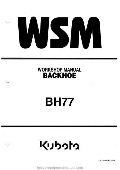 Kubota BH77 Backhoe Workshop Service Manual (9Y121-05440) PDF Download