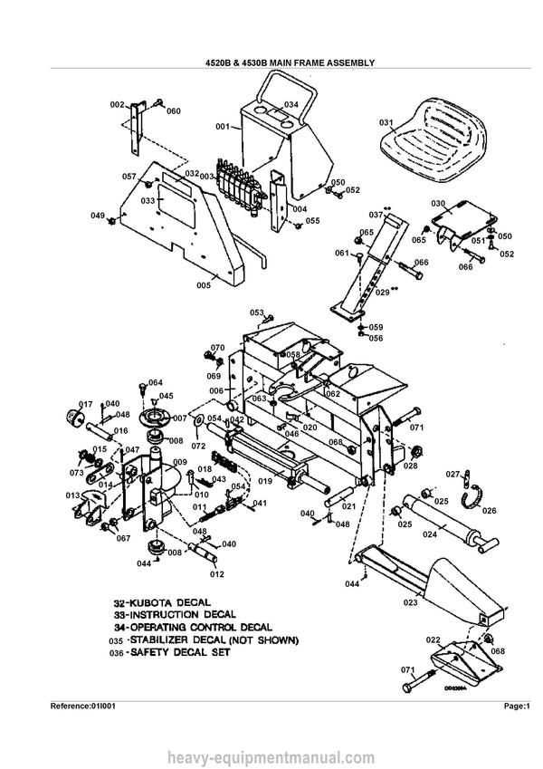 Kubota BL4520B L4530B Backhoe Parts Manual PDF