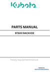 Kubota BT600 Backhoe Parts Manual PDF