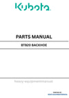 Kubota BT820 Backhoe Parts Manual PDF